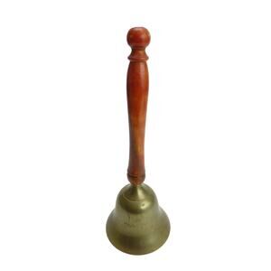 Vintage Brass School Bell Wood Handle